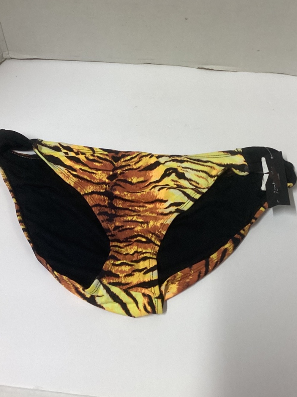 Ambrielle Tiger Print Bikini Bottoms in Yellow and Black